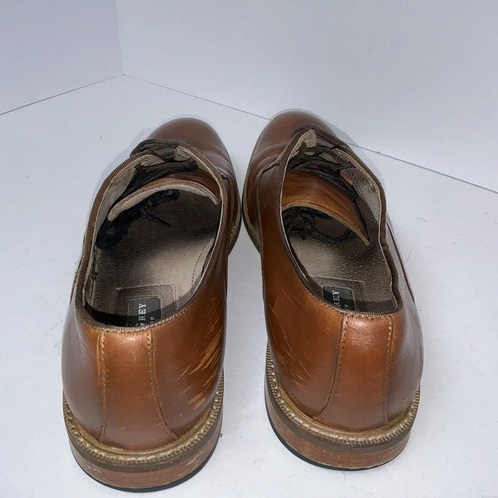 Aston Grey Dress Shoes Mens 10 Oxford Brown Leather Round Toe Lace‎ Up Casual